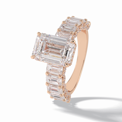 Emerald Pave Lab Grown Diamond Engagement Ring