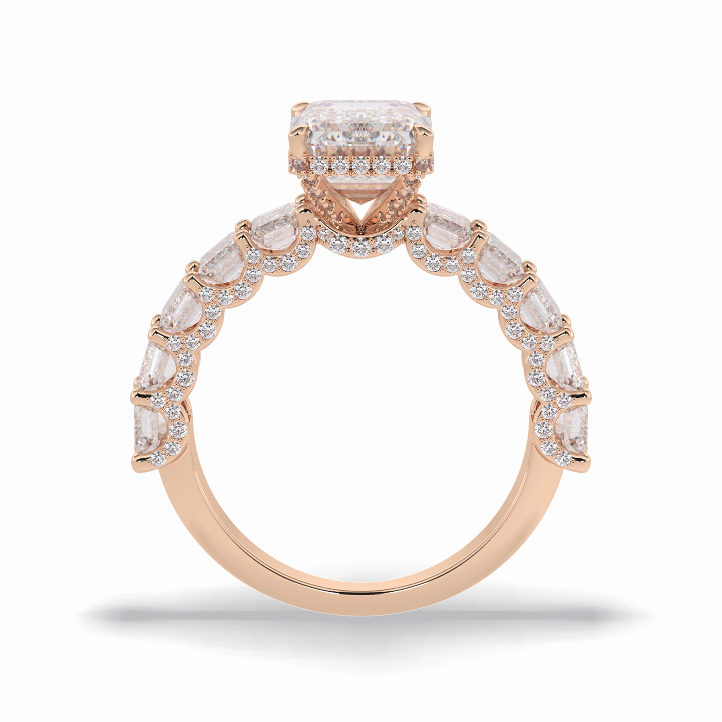 Emerald Pave Lab Grown Diamond Engagement Ring