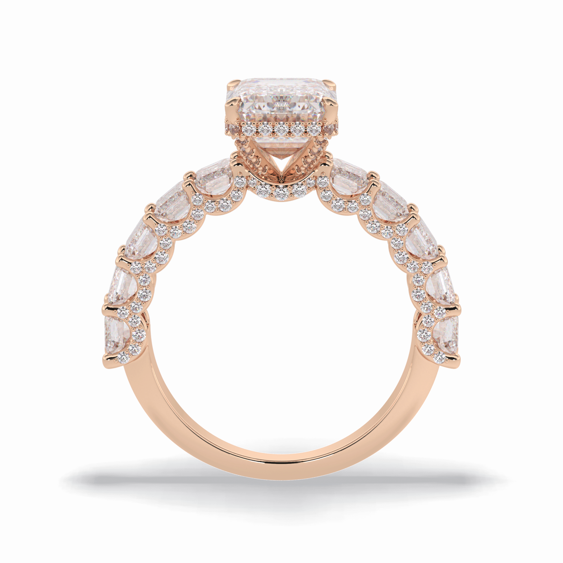 Emerald Pave Lab Grown Diamond Engagement Ring