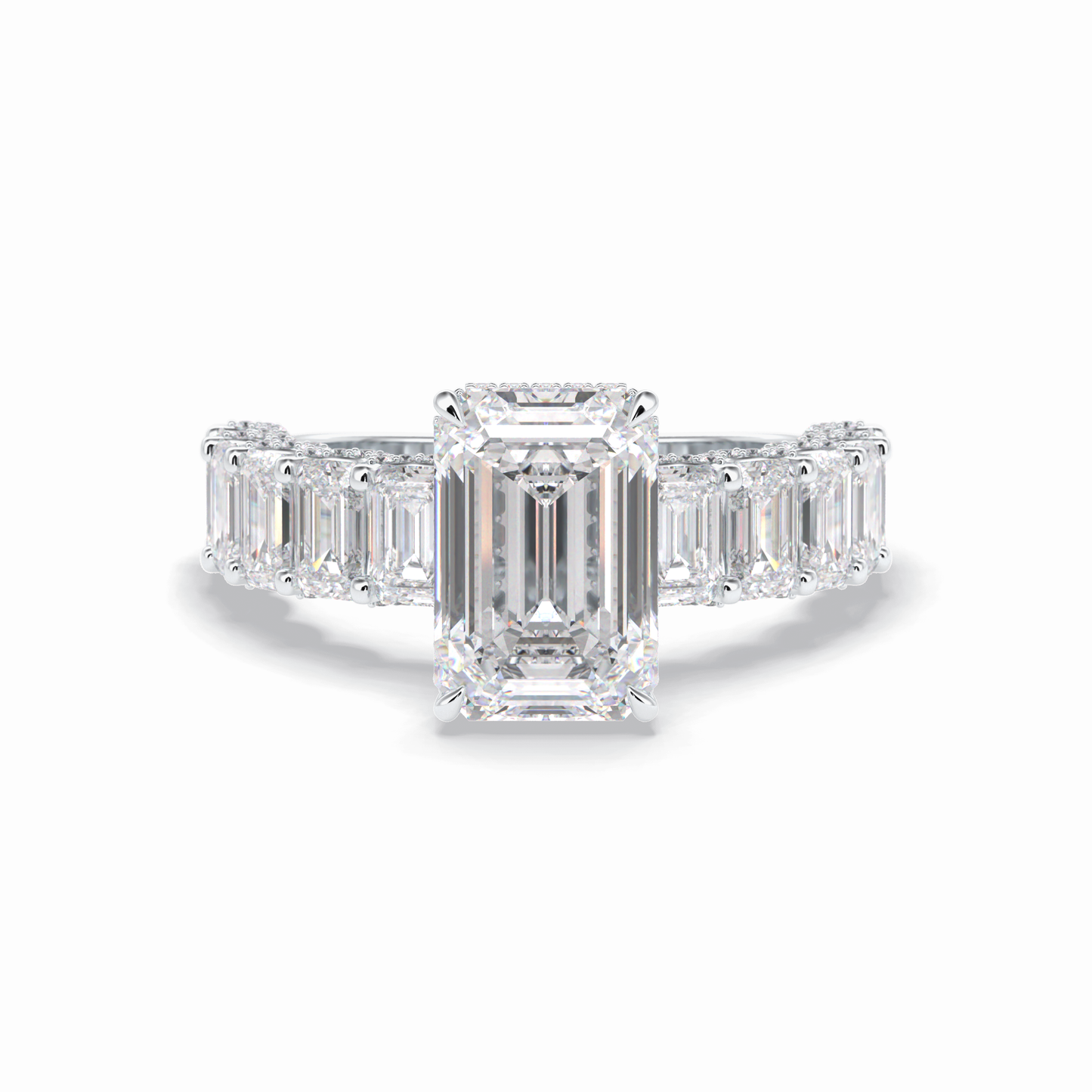 Emerald Pave Lab Grown Diamond Engagement Ring