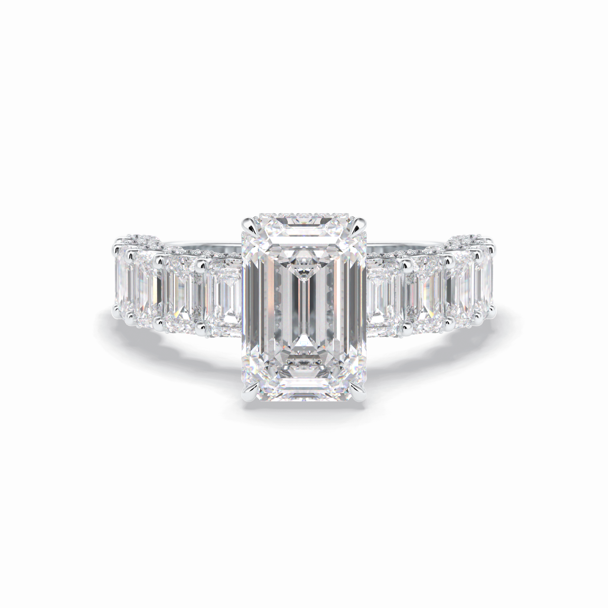 Emerald Pave Lab Grown Diamond Engagement Ring