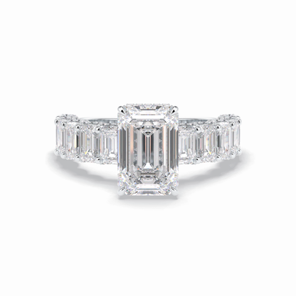Emerald Pave Lab Grown Diamond Engagement Ring