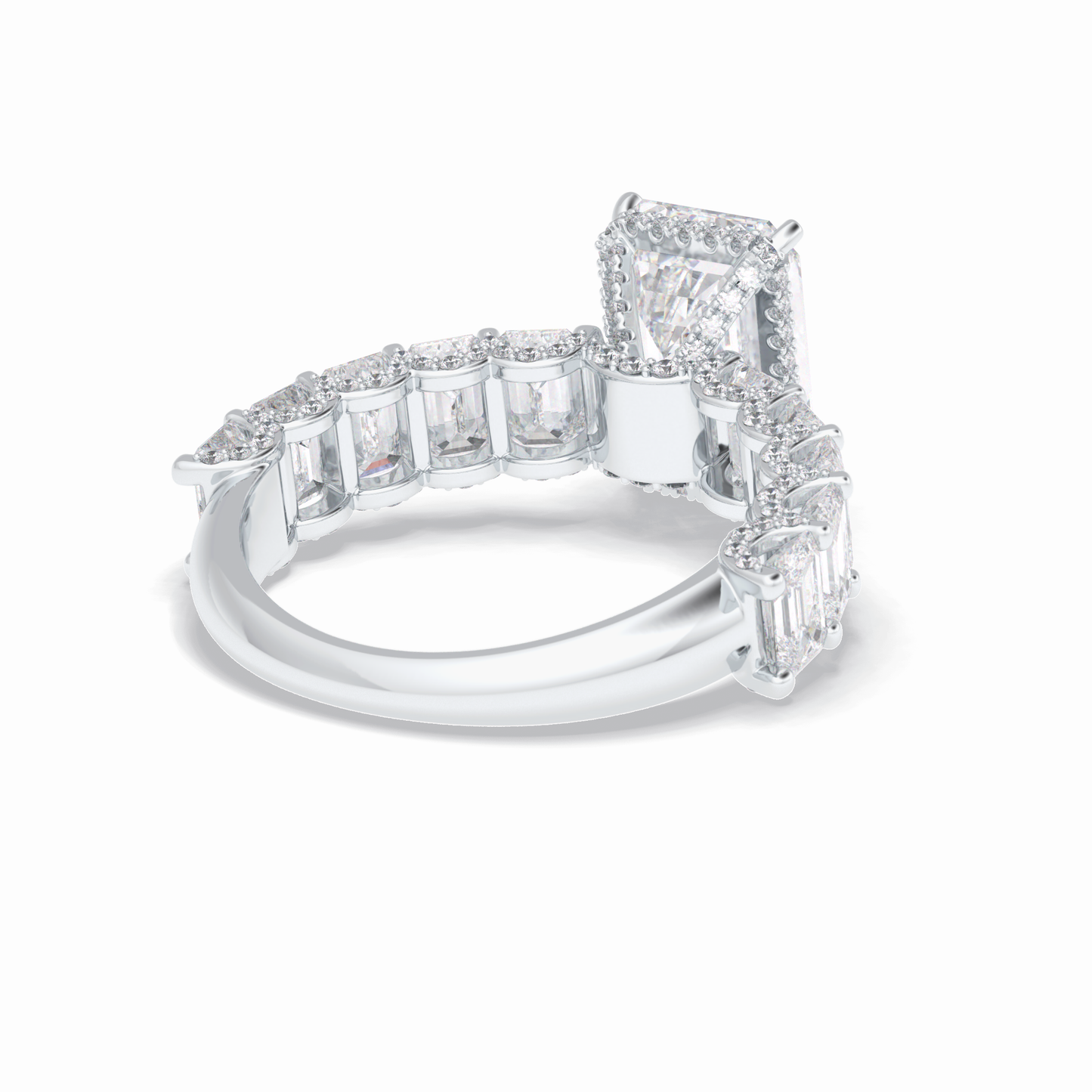 Emerald Pave Lab Grown Diamond Engagement Ring