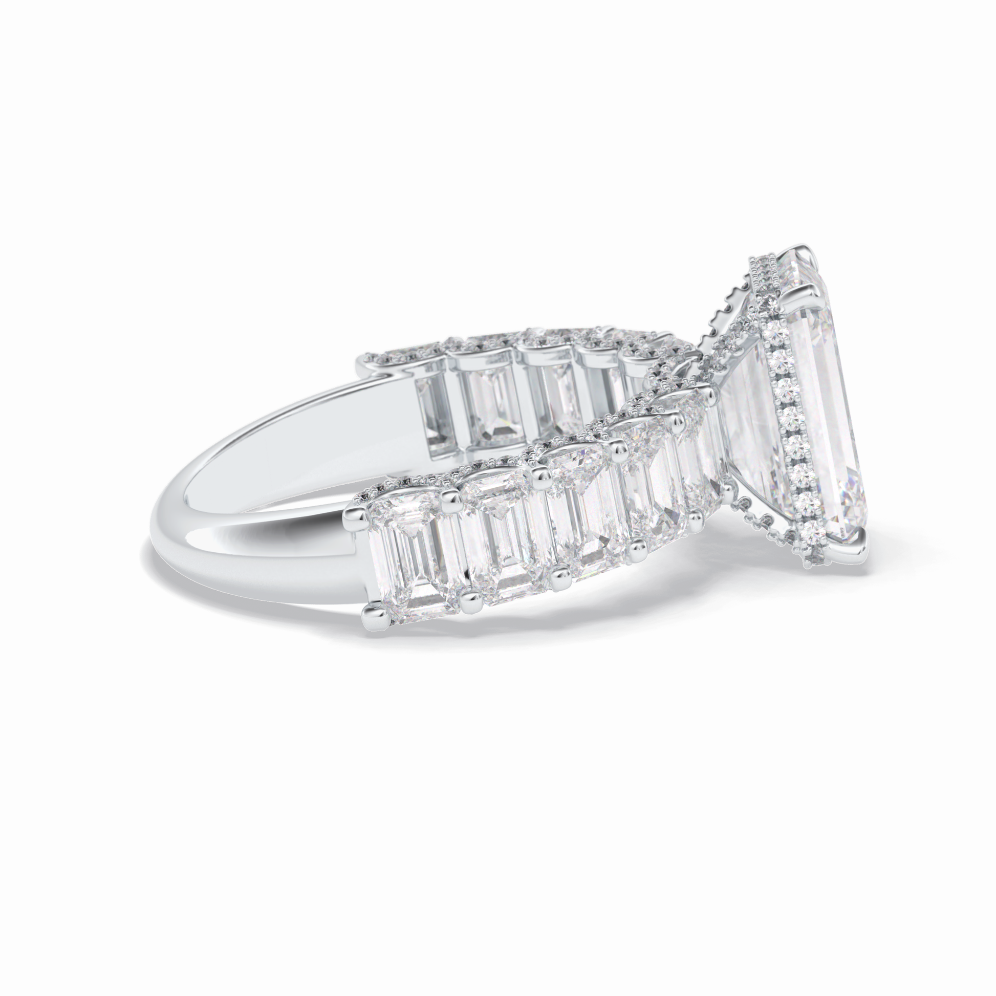 Emerald Pave Lab Grown Diamond Engagement Ring
