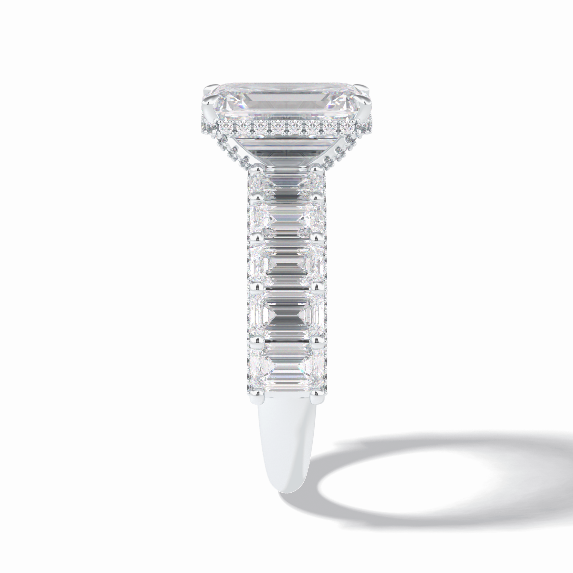 Emerald Pave Lab Grown Diamond Engagement Ring