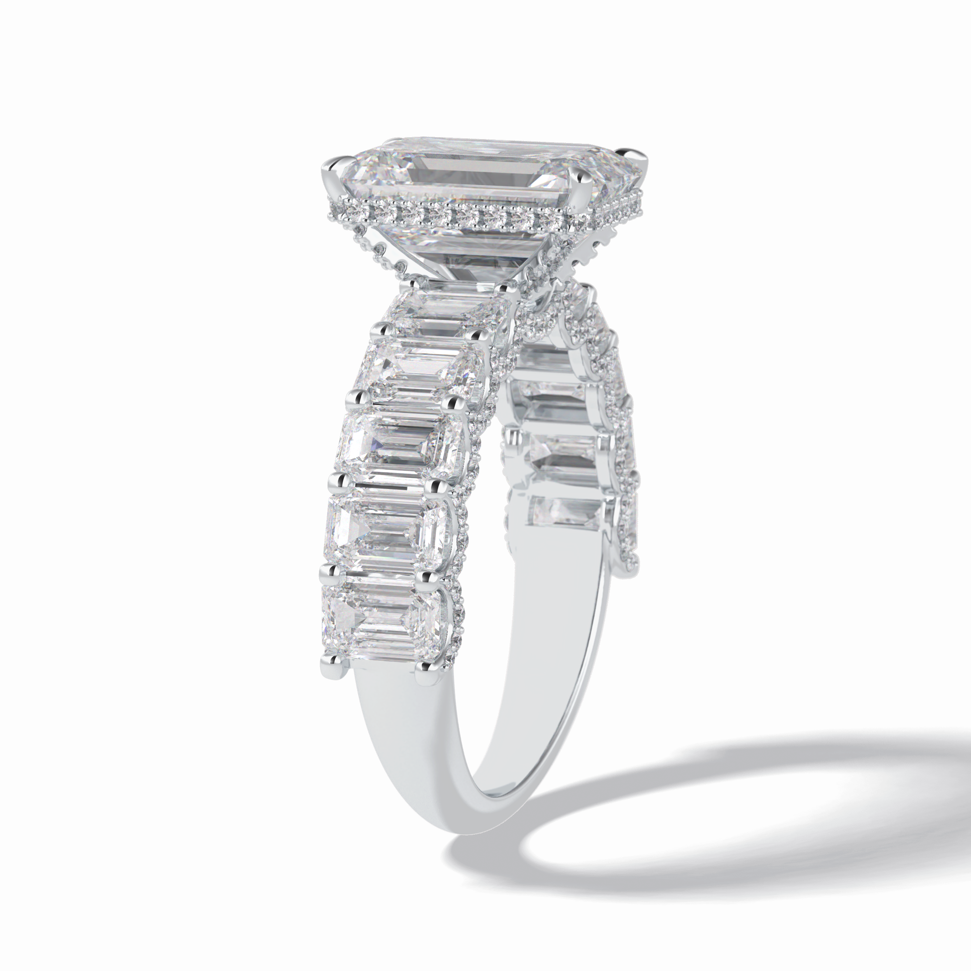 Emerald Pave Lab Grown Diamond Engagement Ring