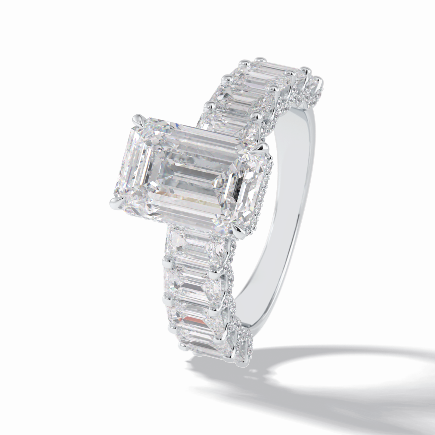 Emerald Pave Lab Grown Diamond Engagement Ring