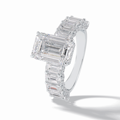 Emerald Pave Lab Grown Diamond Engagement Ring