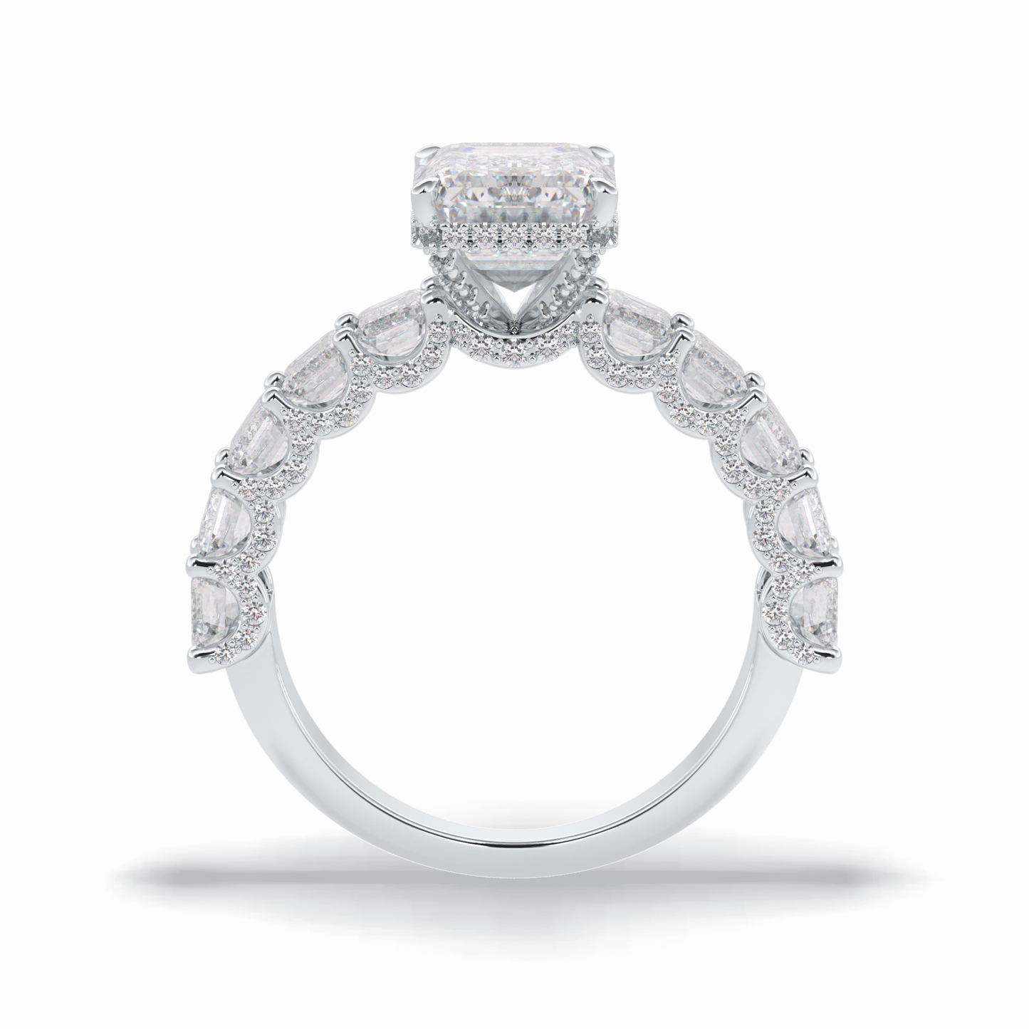 Emerald Pave Lab Grown Diamond Engagement Ring