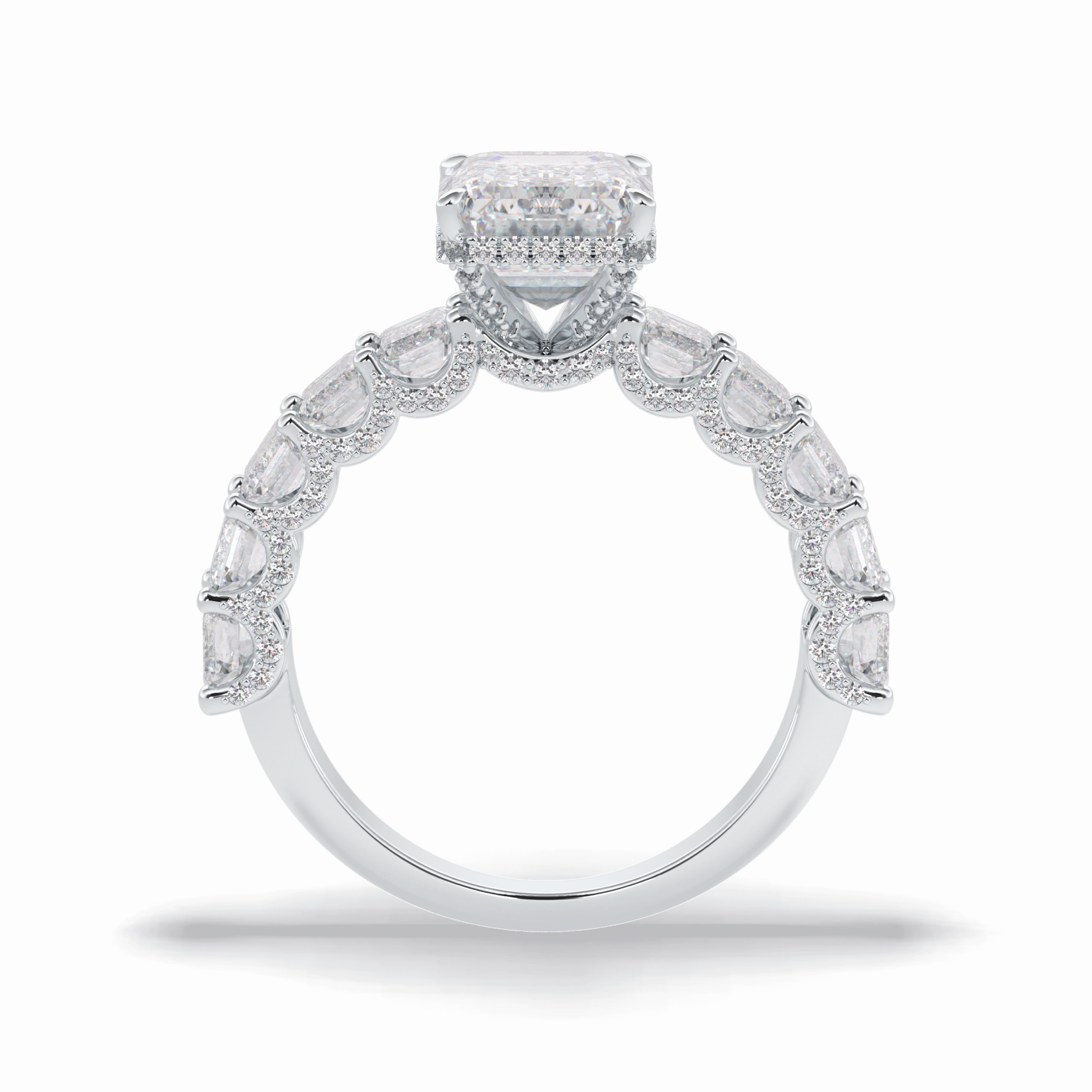Emerald Pave Lab Grown Diamond Engagement Ring