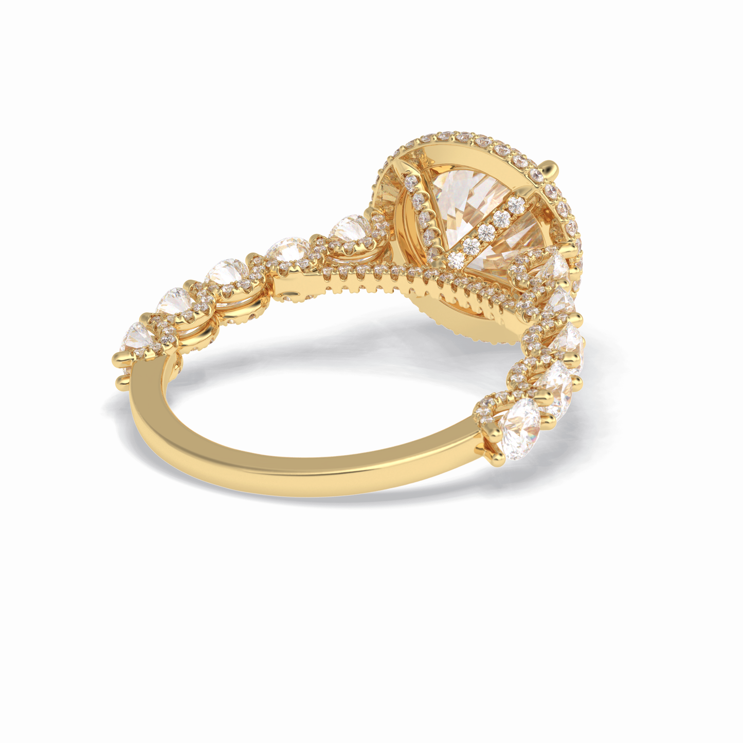 Round Double Halo & Pave Lab Grown Diamond Engagement Ring
