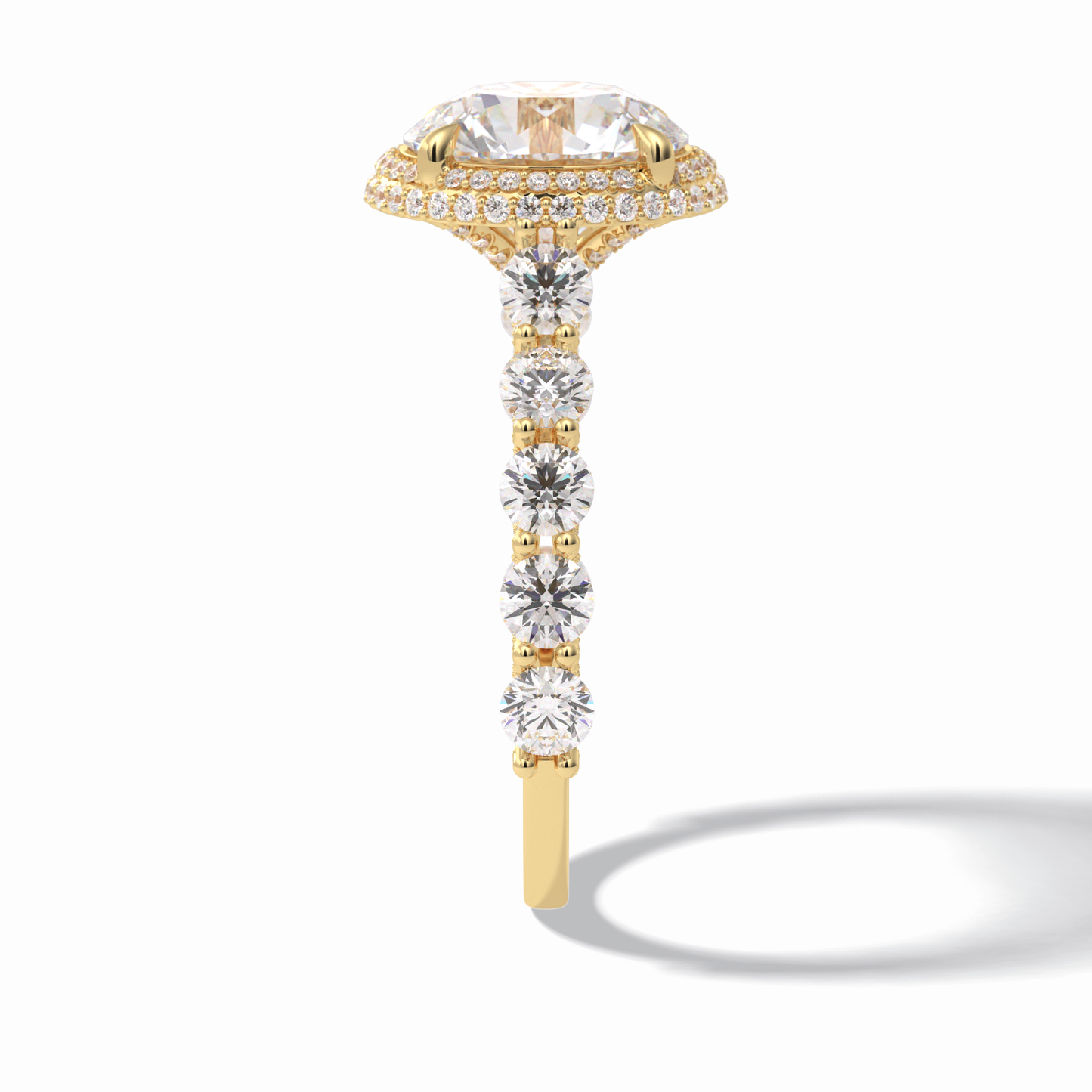 Round Double Halo & Pave Lab Grown Diamond Engagement Ring