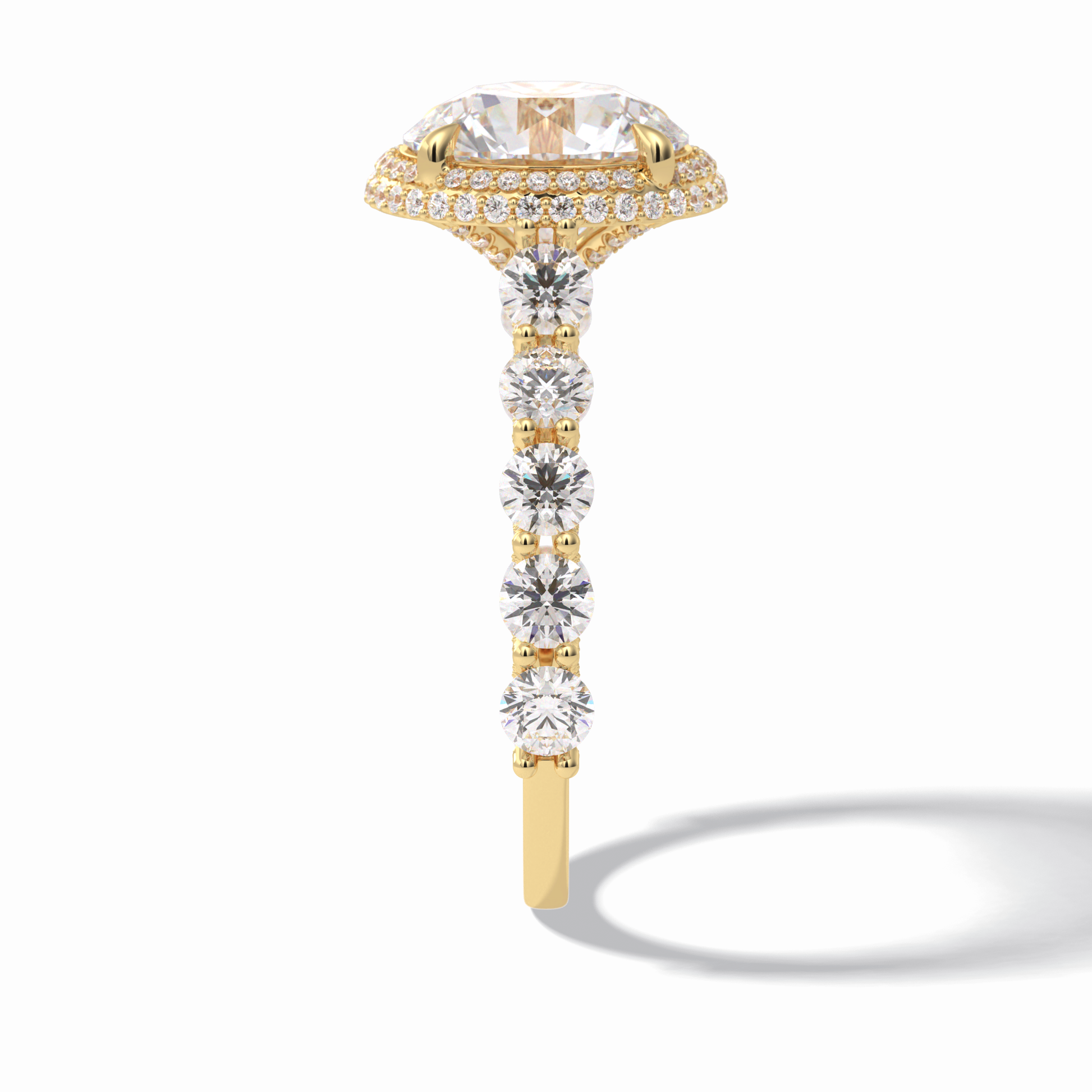 Round Double Halo & Pave Lab Grown Diamond Engagement Ring