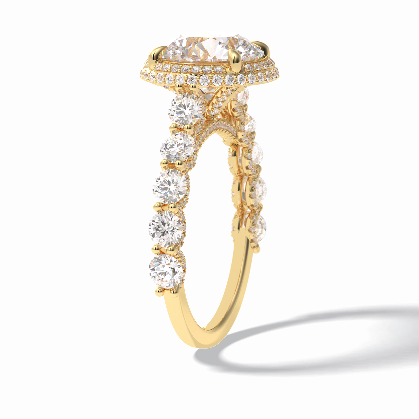 Round Double Halo & Pave Lab Grown Diamond Engagement Ring