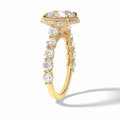 Round Double Halo & Pave Lab Grown Diamond Engagement Ring