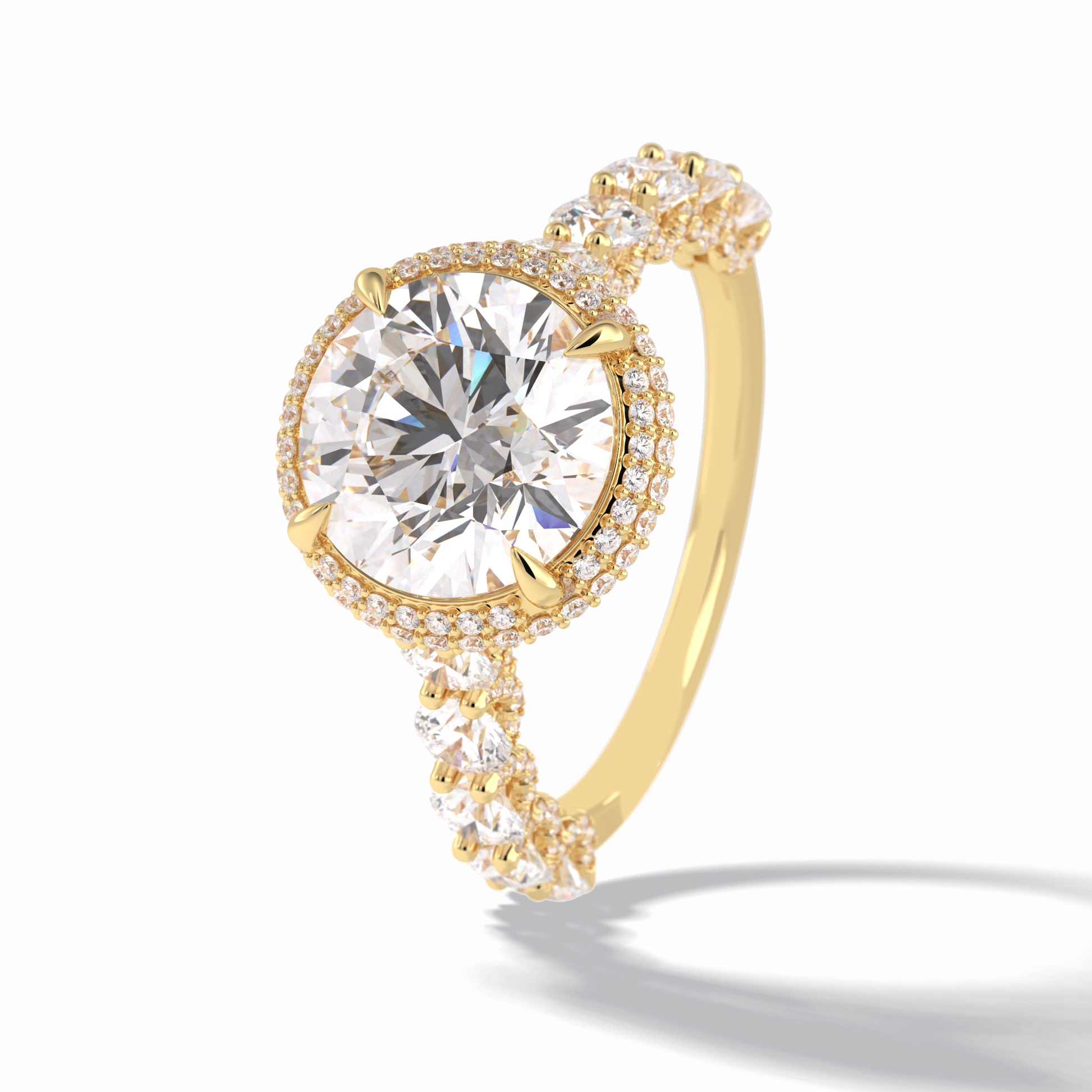 Round Double Halo & Pave Lab Grown Diamond Engagement Ring