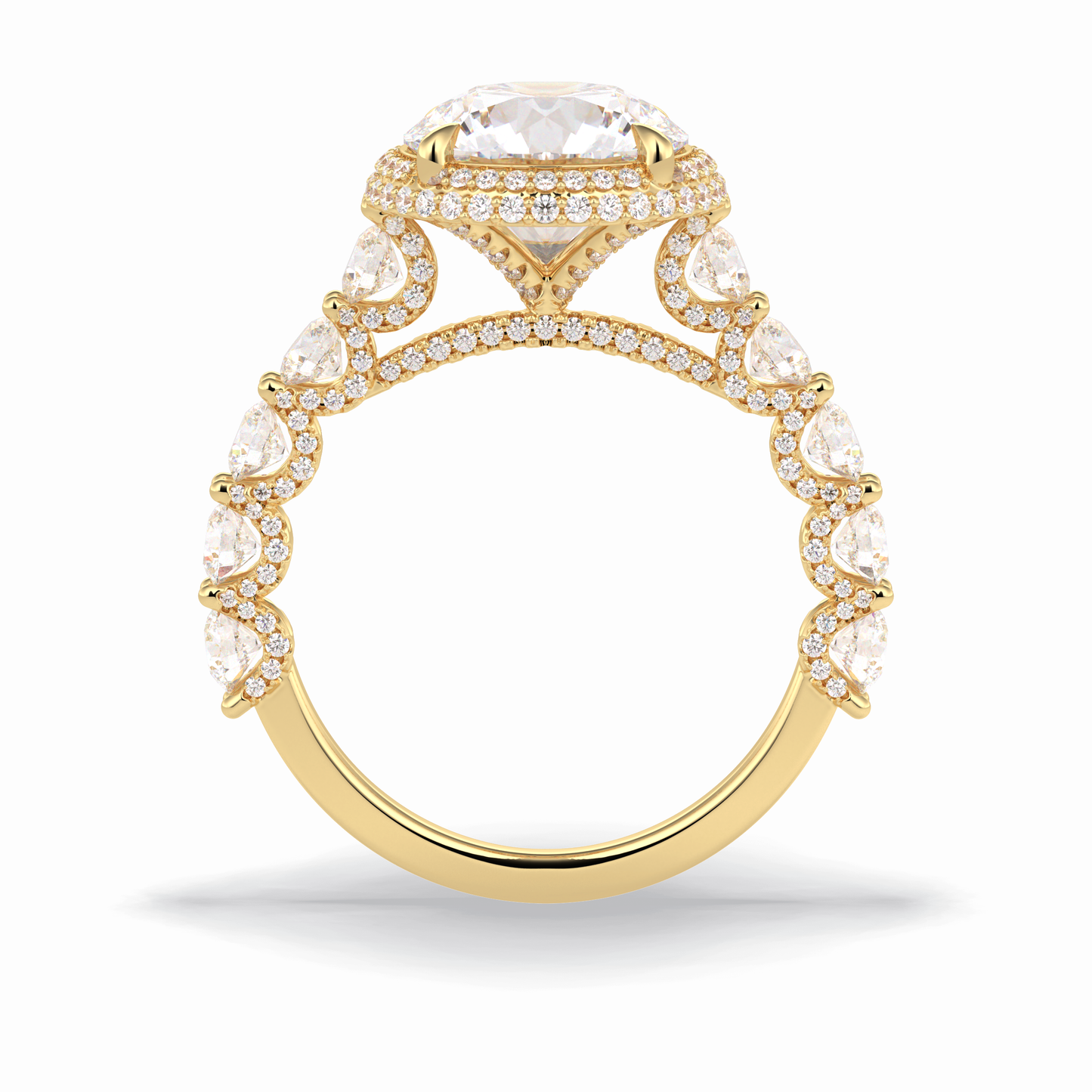 Round Double Halo & Pave Lab Grown Diamond Engagement Ring