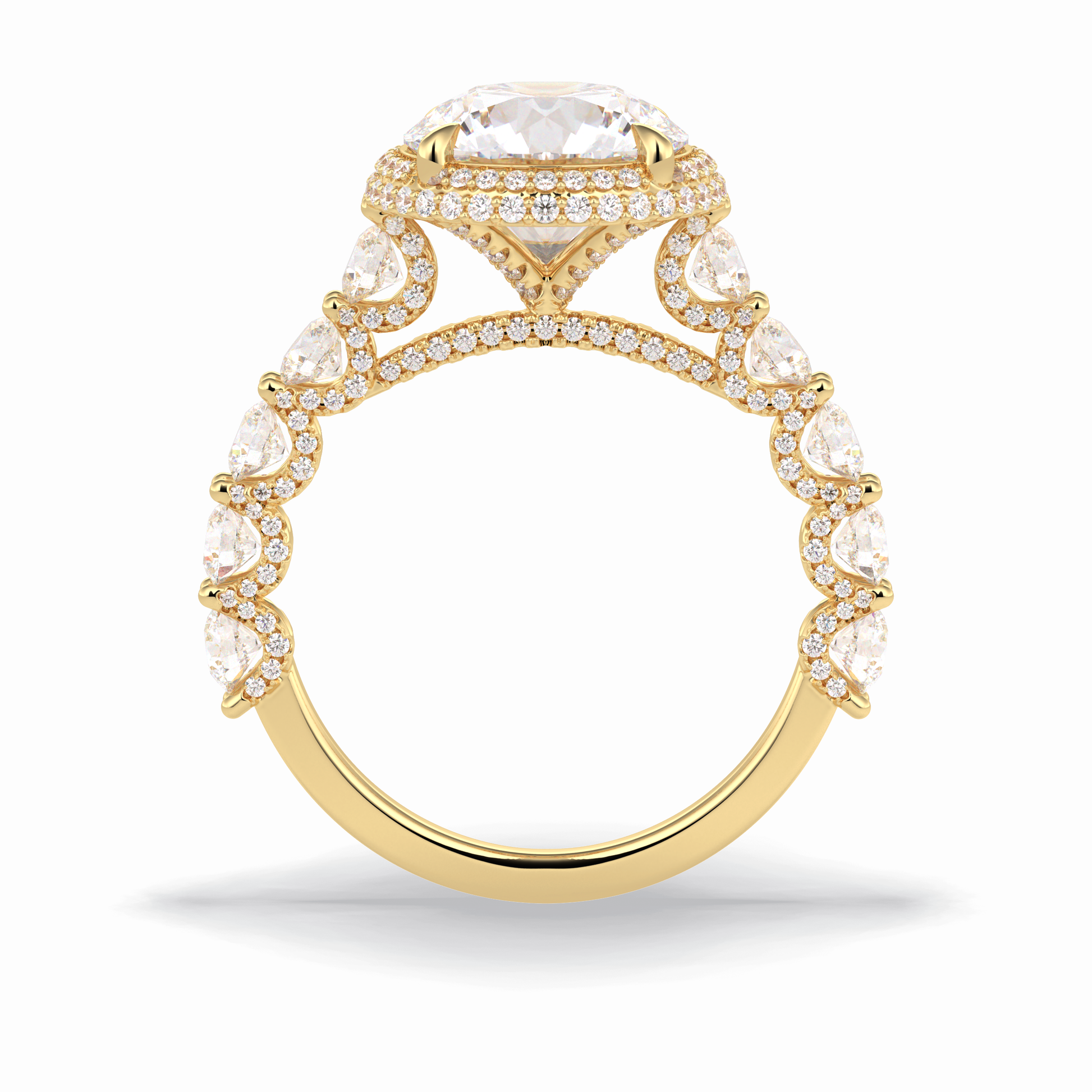 Round Double Halo & Pave Lab Grown Diamond Engagement Ring