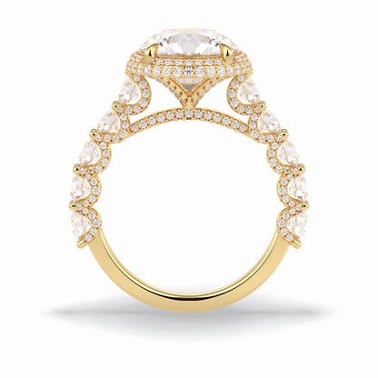 Round Double Halo & Pave Lab Grown Diamond Engagement Ring