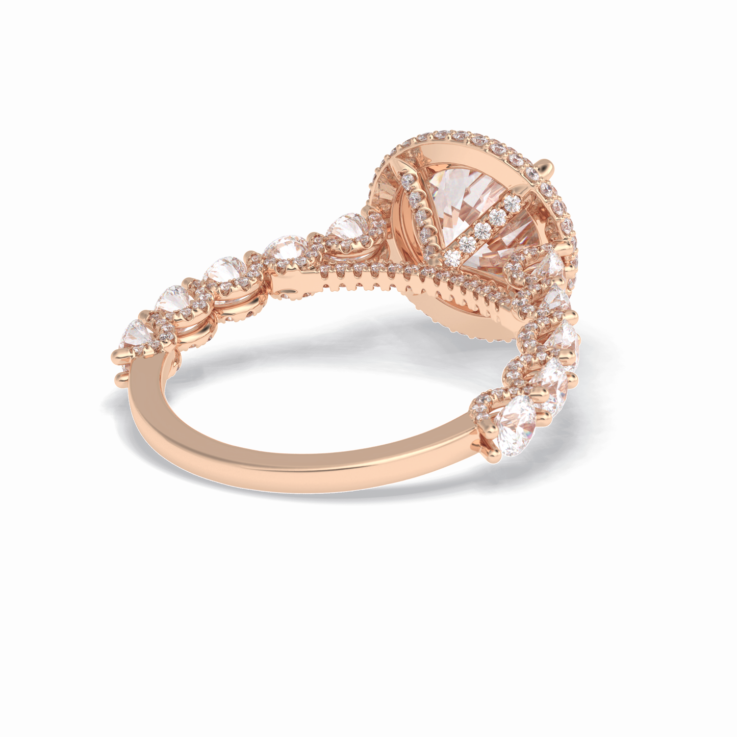 Round Double Halo & Pave Lab Grown Diamond Engagement Ring