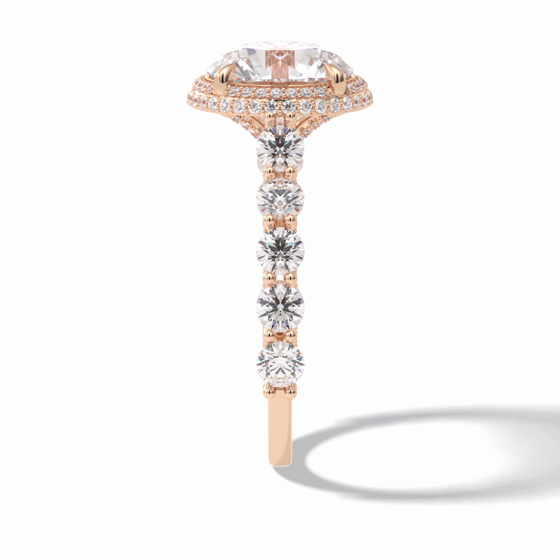 Round Double Halo & Pave Lab Grown Diamond Engagement Ring