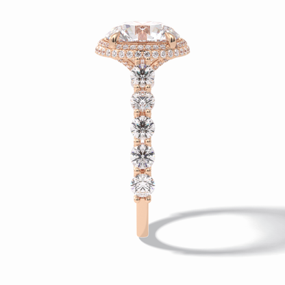 Round Double Halo & Pave Lab Grown Diamond Engagement Ring