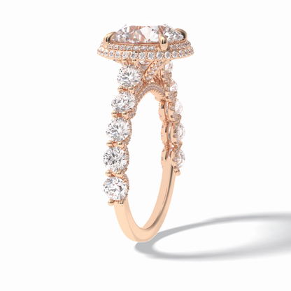 Round Double Halo & Pave Lab Grown Diamond Engagement Ring