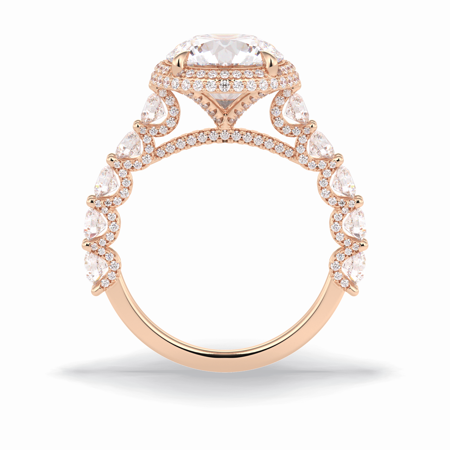 Round Double Halo & Pave Lab Grown Diamond Engagement Ring
