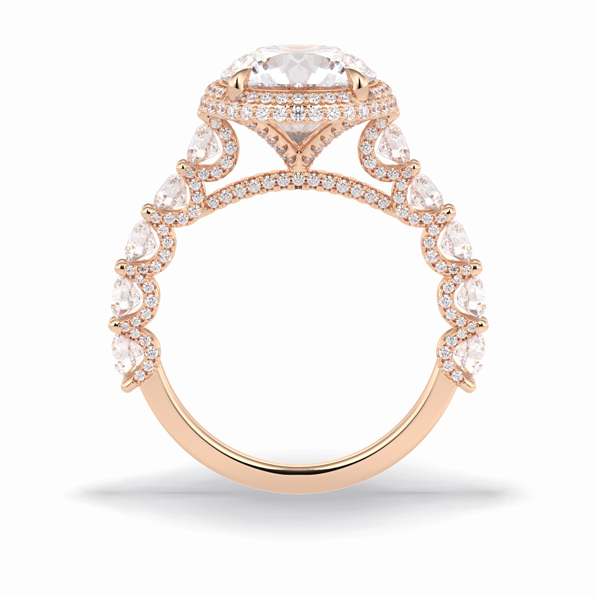 Round Double Halo & Pave Lab Grown Diamond Engagement Ring