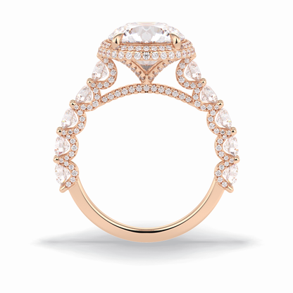 Round Double Halo & Pave Lab Grown Diamond Engagement Ring