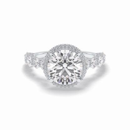 Round Double Halo & Pave Lab Grown Diamond Engagement Ring