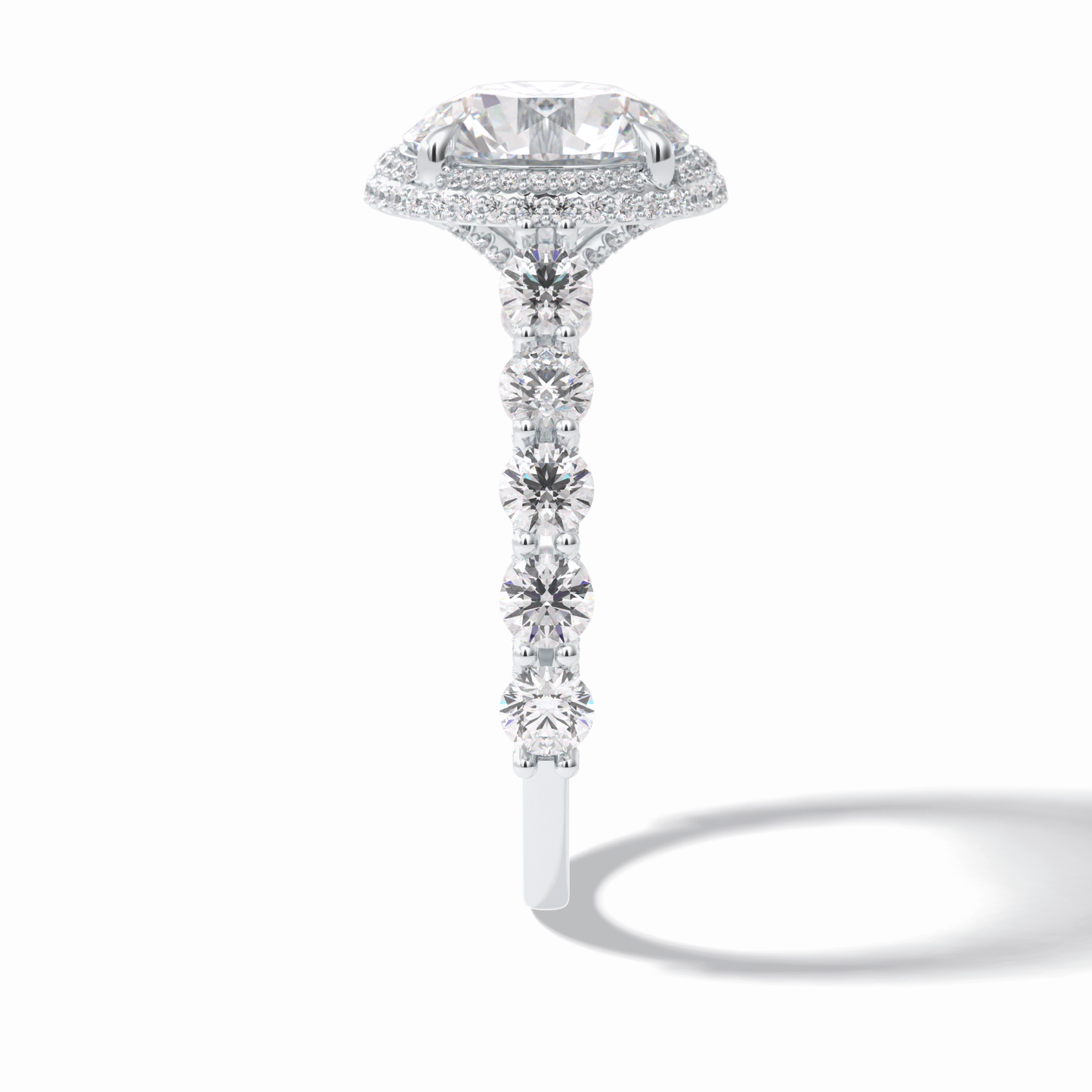 Round Double Halo & Pave Lab Grown Diamond Engagement Ring