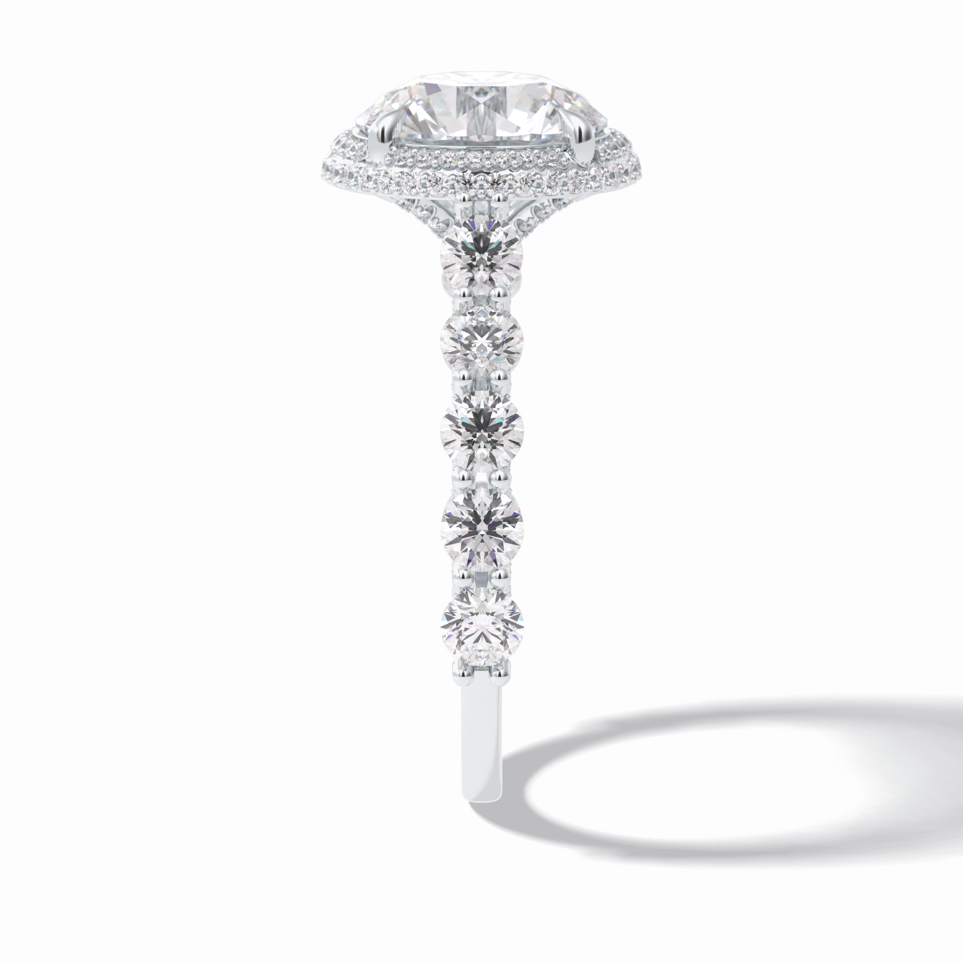 Round Double Halo & Pave Lab Grown Diamond Engagement Ring