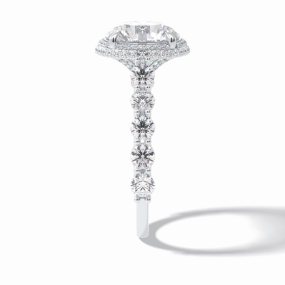 Round Double Halo & Pave Lab Grown Diamond Engagement Ring