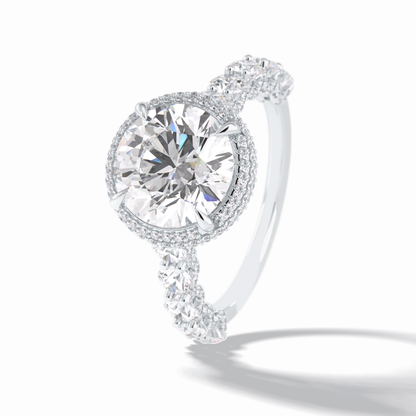Round Double Halo & Pave Lab Grown Diamond Engagement Ring