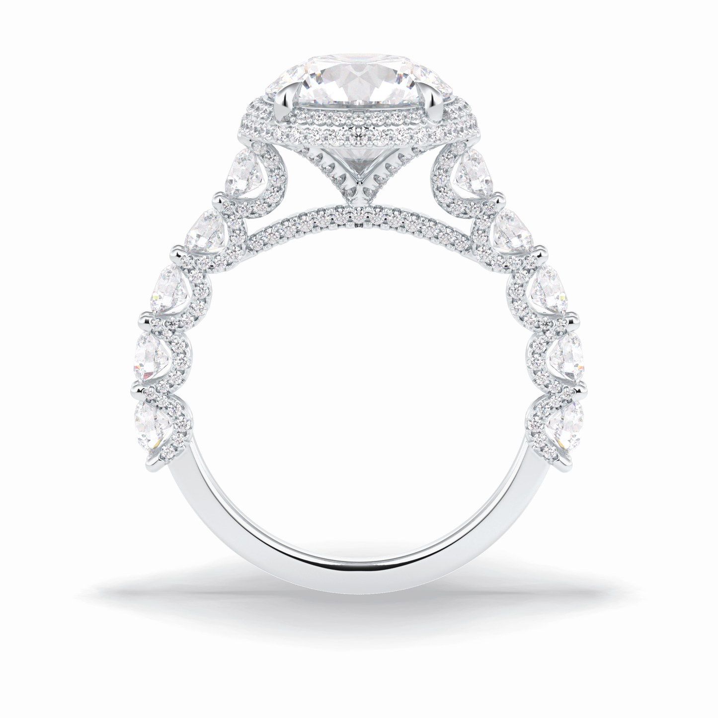 Round Double Halo & Pave Lab Grown Diamond Engagement Ring