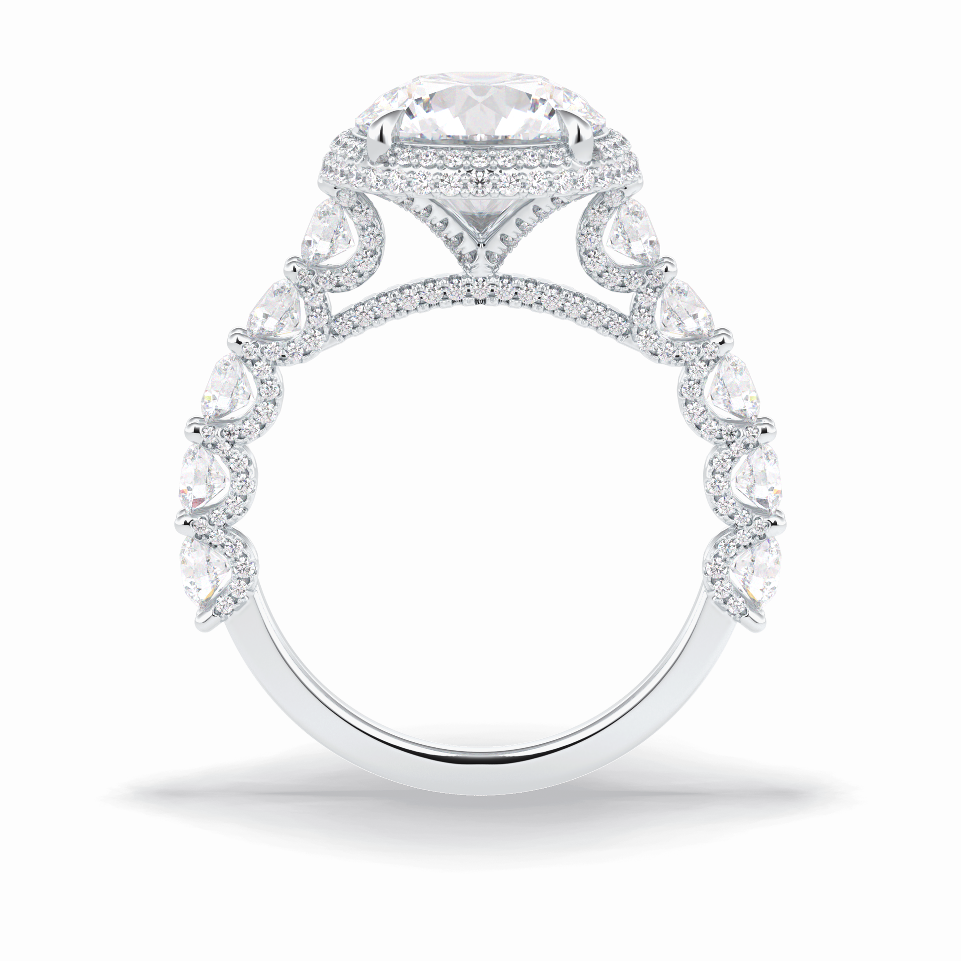 Round Double Halo & Pave Lab Grown Diamond Engagement Ring