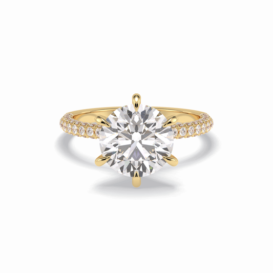 Round Pave Lab Grown Diamond Engagement Ring