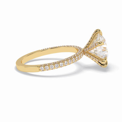 Round Pave Lab Grown Diamond Engagement Ring
