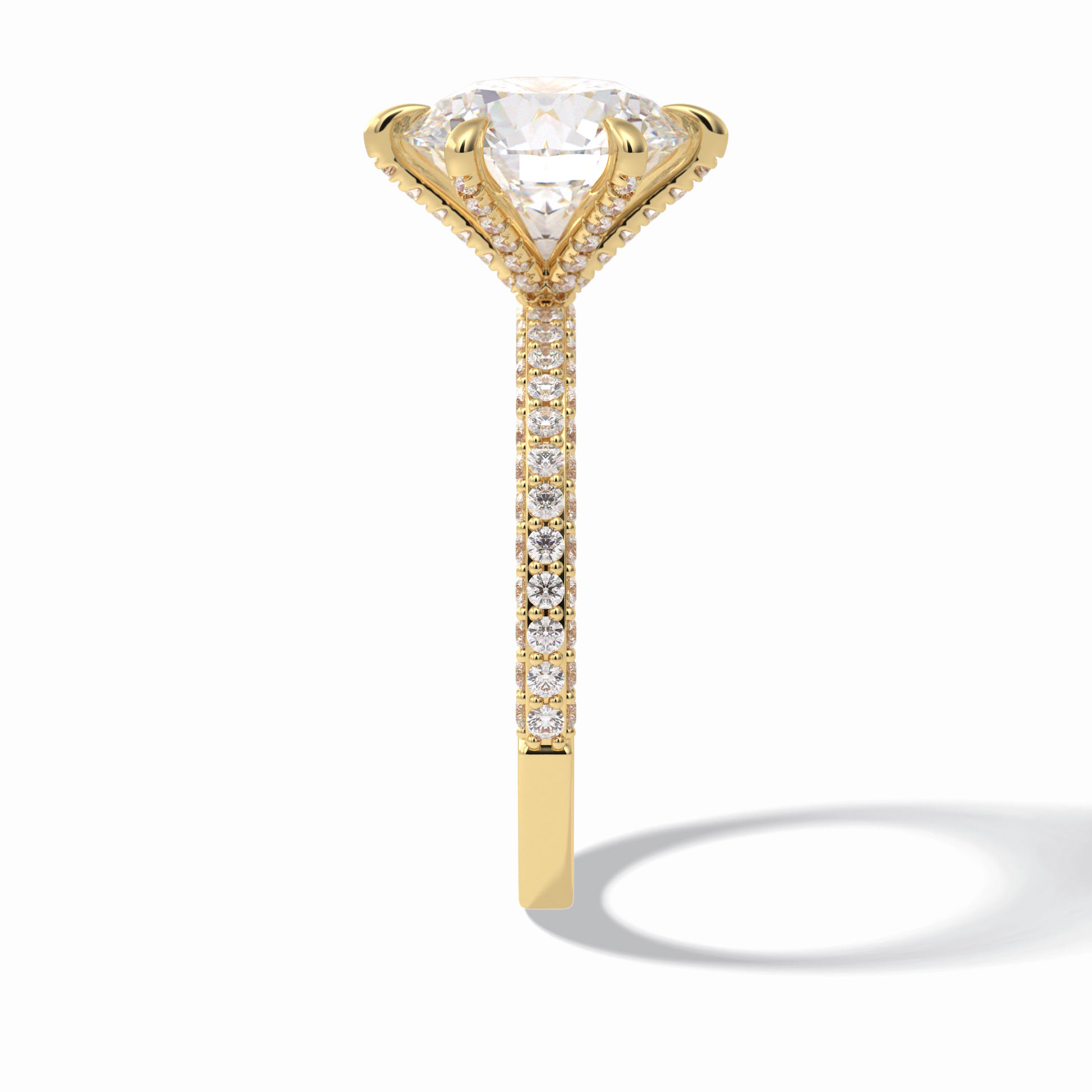 Round Pave Lab Grown Diamond Engagement Ring