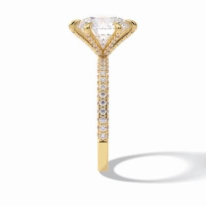 Round Pave Lab Grown Diamond Engagement Ring