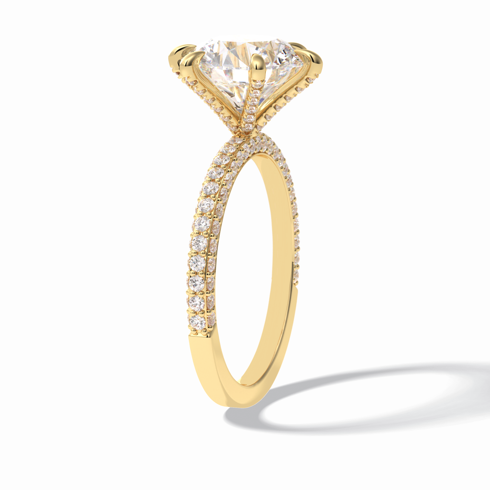Round Pave Lab Grown Diamond Engagement Ring