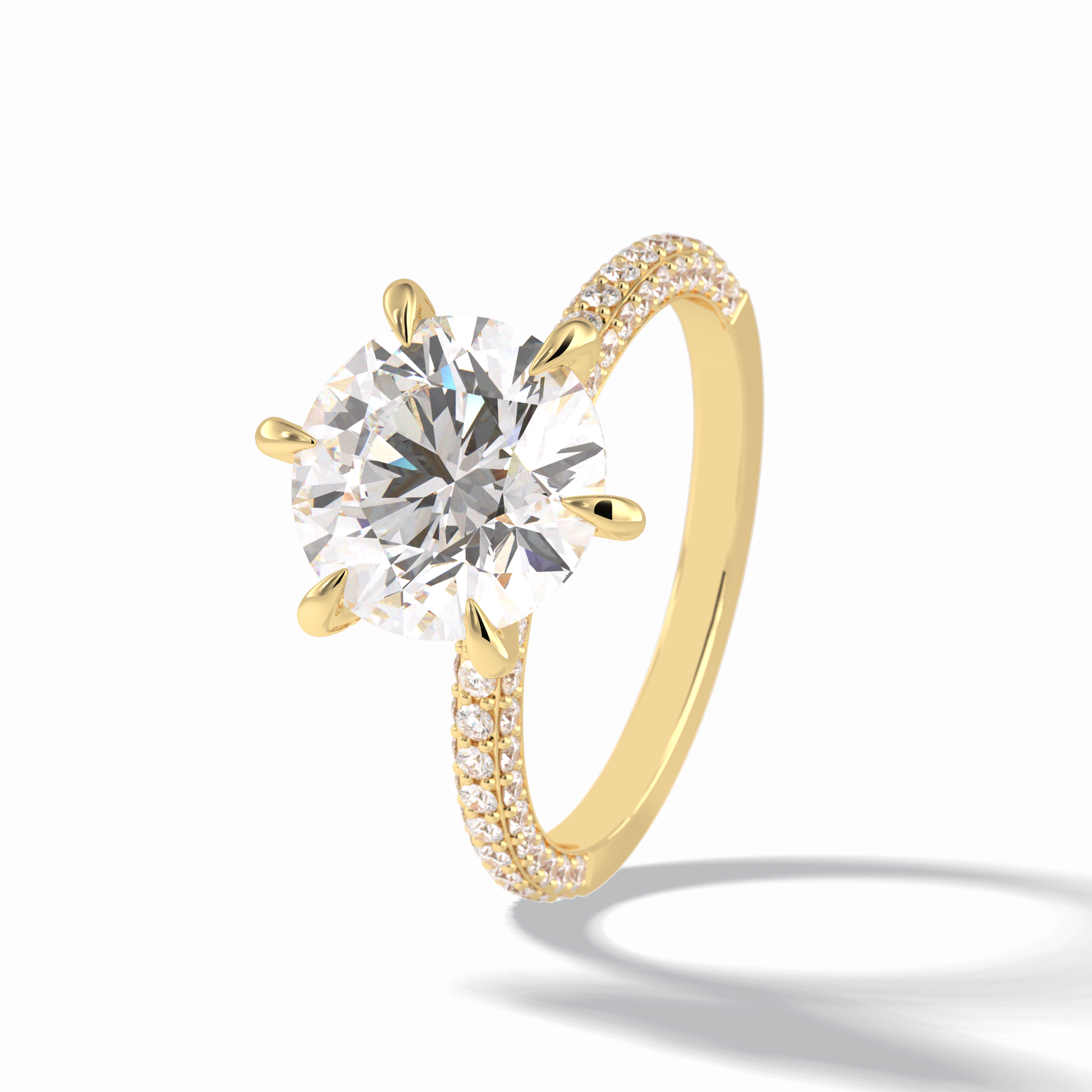 Round Pave Lab Grown Diamond Engagement Ring