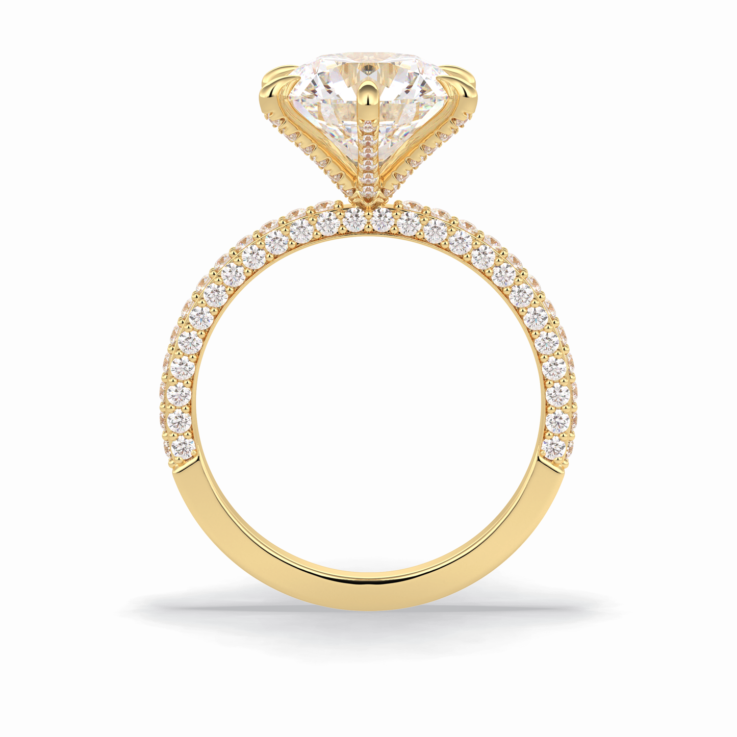 Round Pave Lab Grown Diamond Engagement Ring