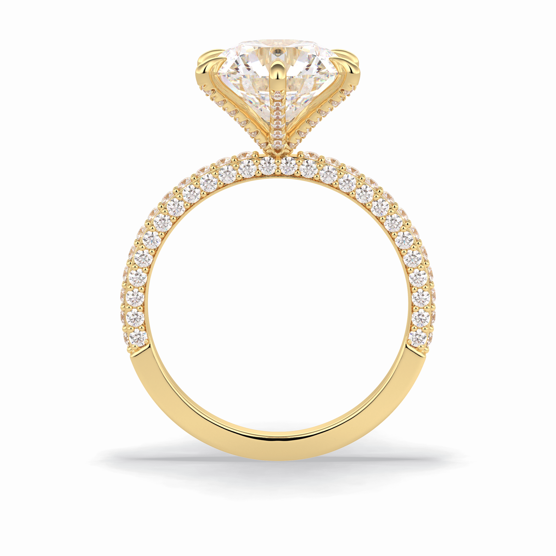 Round Pave Lab Grown Diamond Engagement Ring