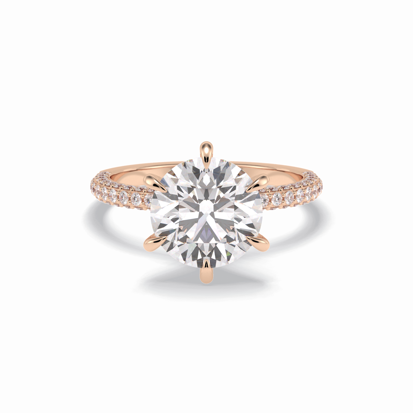 Round Pave Lab Grown Diamond Engagement Ring