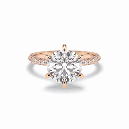 Round Pave Lab Grown Diamond Engagement Ring