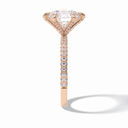 Round Pave Lab Grown Diamond Engagement Ring