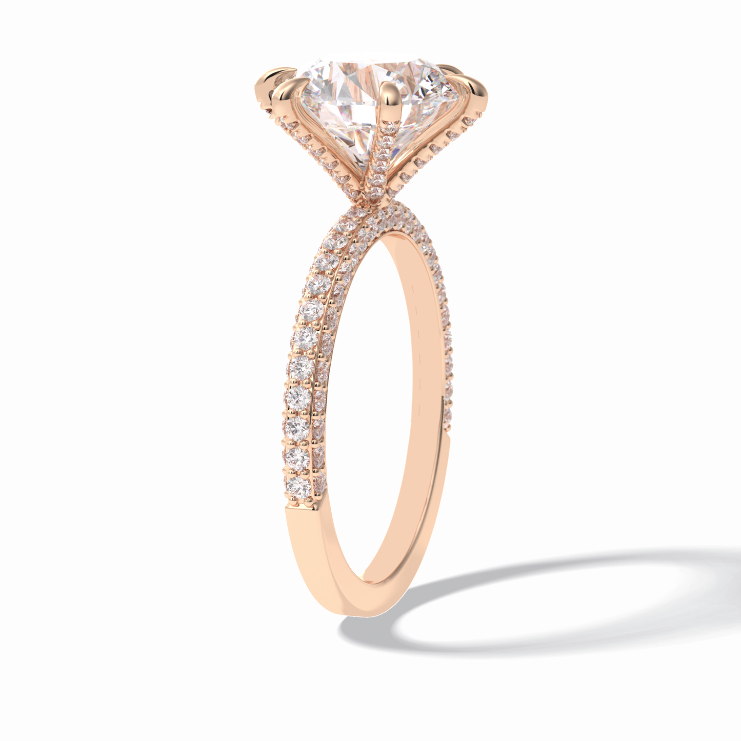 Round Pave Lab Grown Diamond Engagement Ring