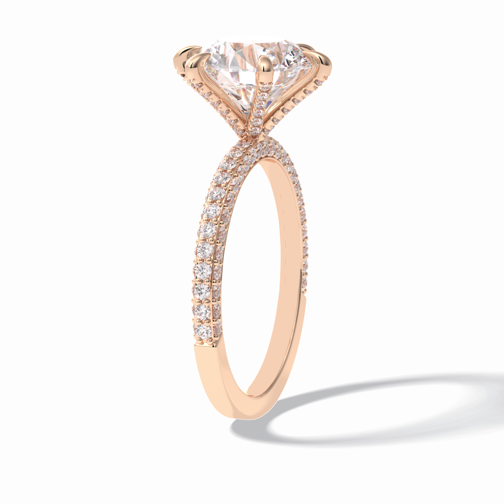 Round Pave Lab Grown Diamond Engagement Ring